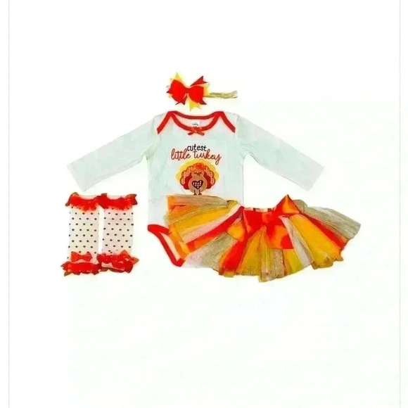 CUTEST LITTLE TURKEY Baby Essentials holiday set size 12 months - Picture 1 of 8
